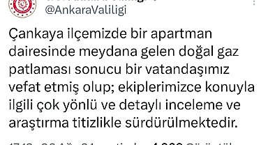 Ankara'da doğal gaz kaynaklı patlama: 1 ölü