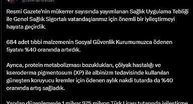 Bakan Işıkhan: 684 tıbbi malzemenin SGK tarafından ödenen fiyatını yüzde 40 artırdık