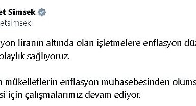 Bakan Şimşek: Cirosu 50 milyon liranın altındaki işletmelere enflasyon düzeltmesinde kolaylık sağlıyoruz
