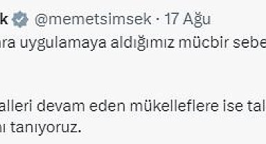 Bakan Şimşek: Deprem bölgesinde mücbir sebep hali sona eriyor