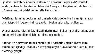 Bakan Tunç: Mescid-i Aksa'ya haince yapılan baskın asla kabul edilemez