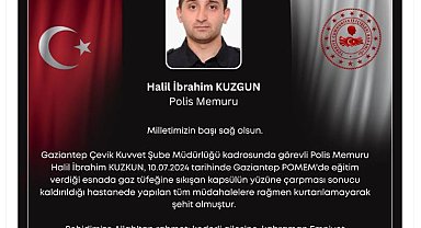 Bakan Yerlikaya: Gaziantep'te polis memuru Halil İbrahim Kuzgun, şehit oldu