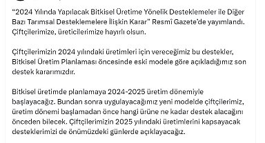 Bakan Yumaklı: Çiftçilerimiz, hangi ürüne ne kadar destek alacağını önceden bilecek