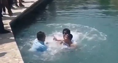 Balıklıgöl'e düşen çocuğun kurtarılma anı kamerada