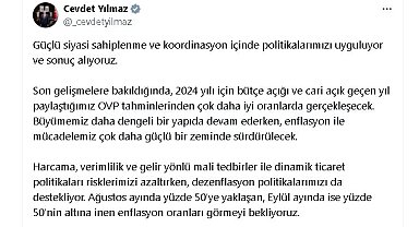 Cevdet Yılmaz: Yüzde 50'nin altına inen enflasyon oranları görmeyi bekliyoruz