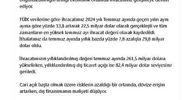 Cumhurbaşkanı Yardımcısı Yılmaz: Tüm zamanların en yüksek temmuz ayı ihracat değeri kaydedildi