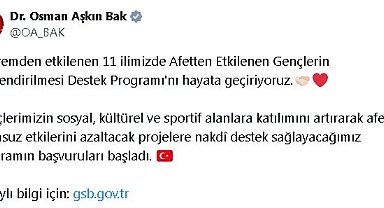 Deprem bölgesindeki gençlerin desteklenmesi programına başvurular başladı