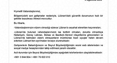 Dışişleri Bakanlığı: Vatandaşlarımız elzem olmadığı sürece Lübnan'a seyahat etmekten kaçınmalı