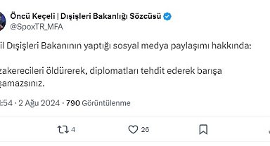Dışişleri Sözcüsü Keçeli: Diplomatları tehdit ederek barışa ulaşamazsınız