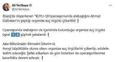 Elazığ'da 'Kuyu-16' operasyonunda organize suç örgütü çökertildi; 15 gözaltı