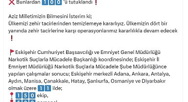 Eskişehir merkezli 11 ildeki 'Narkoçelik-34' operasyonunda 100 tutuklama