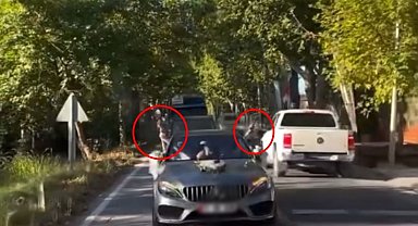 Gelin-damat otomobilden silahları ateşledi