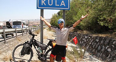 Hayali olan bisikletle memleket yolculuğu; 107'nci günde memleketi Kula'ya ulaştı