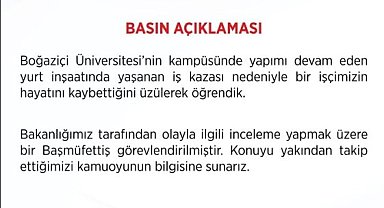 İstanbul - Çalışma Bakanlığı'ndan Sarıyer'deki iş kazasıyla ilgili açıklama