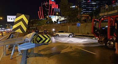İstanbul- Maltepe'de yan yola girmek için manevra yapan otomobil bariyere çarptı: 1 ağır yaralı