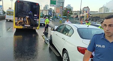 İstanbul - Şişli'de otomobil İETT otobüsüne çarptı: 3 yaralı