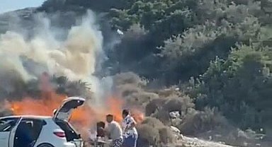 İzmir'de mangal ateşinden çıkan yangın, akıllara geçen seneki görüntüleri getirdi