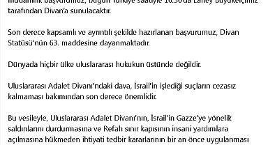 Keçeli: İsrail aleyhine açılan soykırım davasına müdahillik başvurumuz, bugün Divan'a sunulacak