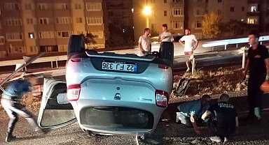 Keşan'da takla atan otomobilin alkollü sürücüsü yaralandı