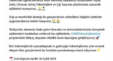 Milli Teknoloji Akademisi başvuruları açıldı