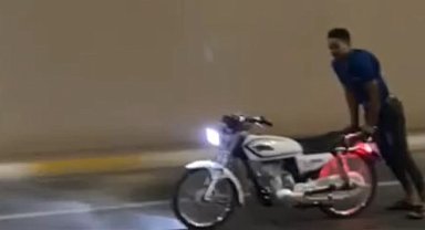 Motosikletiyle akrobatik hareketler yapan sürücüye ceza