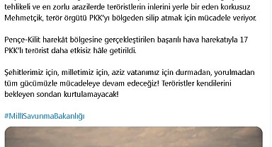 MSB: 17 PKK'lı terörist etkisiz hale getirildi