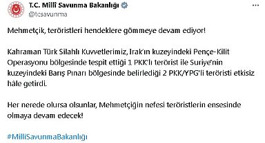 MSB: Irak ve Suriye'nin kuzeyinde 3 terörist etkisiz hale getirildi