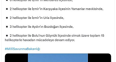 MSB'den 15 helikopterle yangınla mücadeleye destek