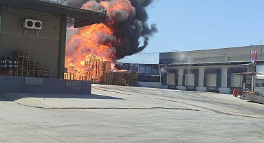 Palet fabrikasındaki yangın bitişikteki 2 işletmeye sıçradı, 5 araç da kullanılamaz hale geldi