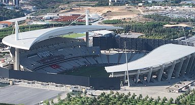 Süper Kupa finali için taraftarların Olimpiyat Stadı'na ulaşması havadan görüntülendi