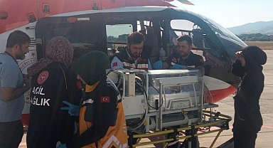 Tokat'ta ambulans helikopter, 1 günlük bebek için havalandı