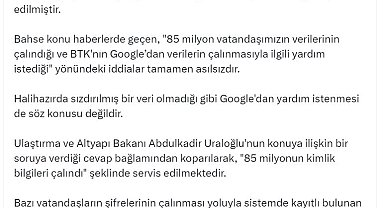 '85 milyon kişinin verilerinin çalındığı' iddiasına yalanlama