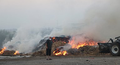 Anız yangını, belediyenin şantiyesine sıçrayıp, zarar verdi