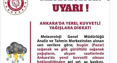 Ankara Valiliği'nden kuvvetli yağış uyarısı