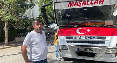 Ankara'da yük taşıyan vinç devrildi