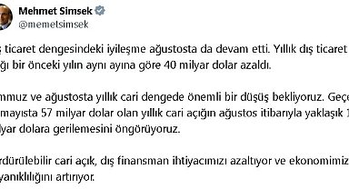 Bakan Şimşek: Yıllık cari dengede önemli bir düşüş bekliyoruz
