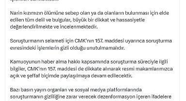 Bakan Tunç'tan 'Narin Güran' açıklaması