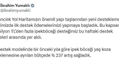 Bakan Yumaklı: Yaş koza desteğini yüzde 237 artırdık