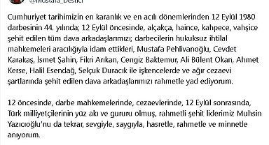 BBP Genel Başkanı Mustafa Destici'den 12 Eylül mesajı