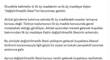 Cumhurbaşkanı Başdanışmanı Uçum: İlk üç maddenin 'değiştirilmezlik ilkesi' korunmalı
