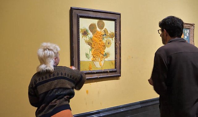İklim aktivistleri Van Gogh tablosuna çorba fırlattı