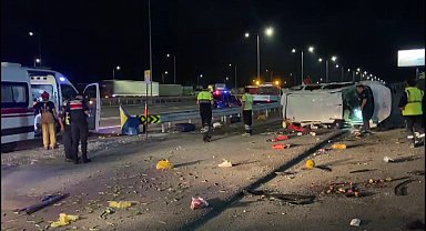 İstanbul - Sarıyer Kuzey Marmara Otoyolu'nda hafif ticari araç devrildi: 1 ölü, 5 yaralı