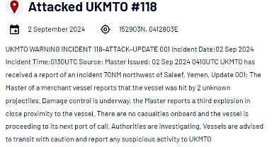 Kızıldeniz'de ticari gemi vuruldu