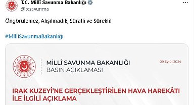 MSB: Irak'ın kuzeyinde 21 terör hedefi imha edildi