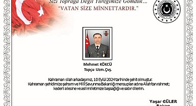 MSB: İzmir'de rahatsızlanan uzman çavuş şehit oldu