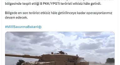 MSB: Suriye'nin kuzeyinde 8 terörist etkisiz hale getirildi