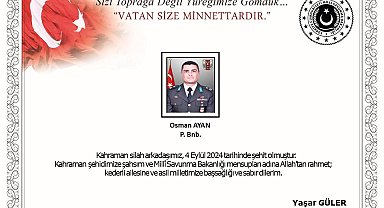 Pençe 1-2 Harekat Bölgesinde kalp krizi şüphesiyle hastaneye kaldırılan Binbaşı Ayan, şehit oldu