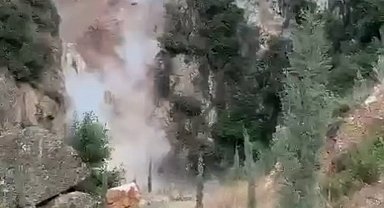 Taş ocağı için patlatma yaparak, şelaleye zarar veren firmanın faaliyeti durduruldu