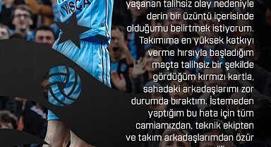 Trabzonspor'da Visca'dan 'kırmızı kart' özrü