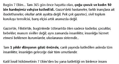 Cumhurbaşkanı Erdoğan: İsrail 1 yıldır uyguladığı soykırımın bedelini ödeyecektir